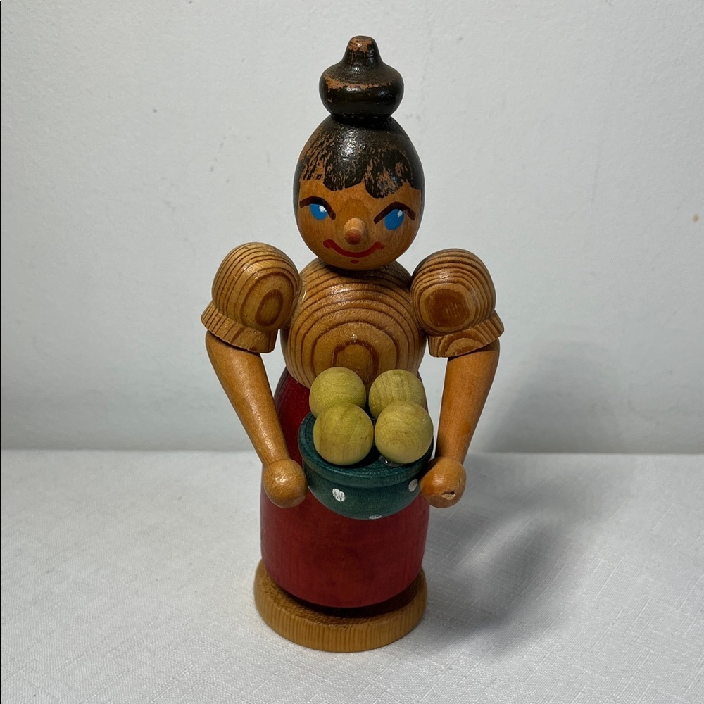 Vintage German incense smoker lady with dumplings. Made in Germany. Unique